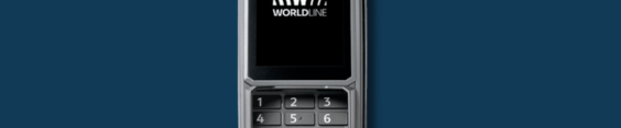 Worldline betaalterminal met toetsenbord en display, geschikt voor pinbetalingen in de winkel of onderweg